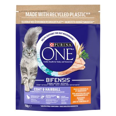PURINA ONE Coat & Hairball Chicken & Whole Grains Dry Cat Food 750g