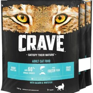CRAVE Adult Salmon & Whitefish Dry Cat Food  750g